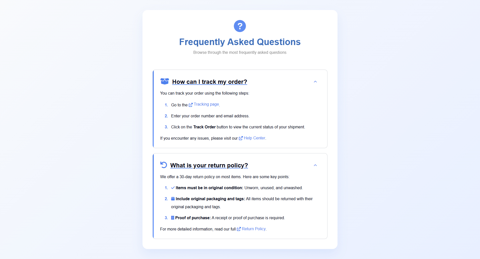 Screenshot of the Simple-FAQ-Page site.